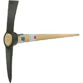 Idealspaten-bredt Kreuzhacke Stahl schwarz lackiert 1,5 kg mit Stiel