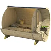 FinnTherm Fass-Sauna Sam, Premium-Thermoholz, ohne Ofen