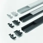 Halemeier Möbel-Einbauprofil,L 3000mm, ChannelLine C, schwarz, Abd. opal