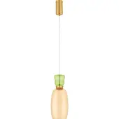 Nova Luce LED Pendelleuchte Pluma 5W warmweiss 3000K Hellgrün Gelb Gold Glas Metall Ø15cm 9030546