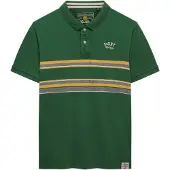 Superdry für Herren. M1110464A Vintage Stripe grünes Poloshirt (L), Lässig, Baumwolle, Kurzarm