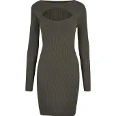 Urban Classics Damen-Dress mit Aussparung, olive, XS