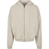Urban Classics moderner Herren Hoodie Reißverschluss Rippbündchen 300 g/m² mit Baumwolle Beige