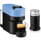 Nespresso Vertuo Pop Pacific Blue & Aeroccino 3 schwarz Vertuo Kaffeemaschine