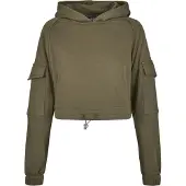 Urban Classics lässiger Damen Hoodie Kordelzug Klettverschluss 300 g/m² mit Baumwolle Weiß