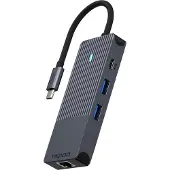 Rapoo UCM-2004, USB Typ-C, HDMI, RJ-45, USB 3.2 Gen 1 (3.1 Gen 1), USB Typ-C, Männlich, Schwarz, 7,5 W, 5 V