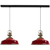 Bamyum Asletl Pendelleuchte Esstisch 2 Flammig Metall 41 cm, Hängelampe Esstisch Wohnzimmer, Hängelampe Industrial Vintage, Küchenlampe Vintage - Rot