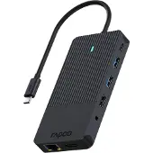 Rapoo UCM-2006, USB Typ-C, 3ˌ5 mm, DisplayPort, HDMI, RJ-45, USB 3.2 Gen 1 (3.1 Gen 1), USB Typ-C, Männlich, Schwarz, 5 Gbit/s, 7,5 W