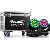 Beamz MHL1940 LED Moving Head Zoom 19x40W 2 Stück im Flightcase
