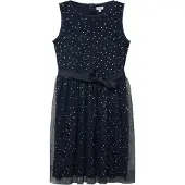 s.Oliver Kleid Kurzes Kleid mit silbernen Punkten und Bindegürtel