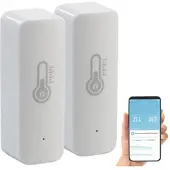 Luminea Home Control WLAN-Temperatur- & Luftfeuchtigkeits-Sensor mit App, 2er-Set
