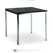 Ceha Besprechung- und Mehrzwecktisch 80 x 80 cm mit verchromten Gestell und Dekor schwarz