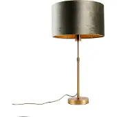 QAZQA - Klassisch I Antik Tischleuchte I Tischlampe I Lampe I Leuchte Bronze mit grünem Samtschirm 35cm - Parte I Wohnzimmer I Schlafzimmer - Stahl Rund - LED geeignet E27