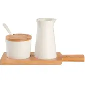 Zandiara Milch- und Zucker-Set in Naturfarben/Weiß