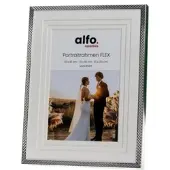 Alfo. Flex Porträtrahmen silber-glanz m. Doppel-Passepartout (10x15/13x18/15x20)