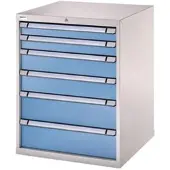 Thur-Metall Schubladenschrank, einbahnig, 6 Schübe blau, 80.5x100x69.5 cm