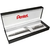 Pentel Gelroller EnerGel »Sterling Slim« Box silber