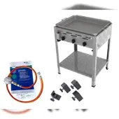 ChattenGlut Gasbräter 3-flammig 10,8kW Standgerät Edelstahlpfanne mit DGUV