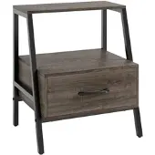 Costway Nachttisch mit Schublade, Beistelltisch mit offenem Regal und Metallgestell, Sofatisch