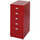 Proregal Rollcontainer Housten | HxBxT 69x28x41cm | 5 Schubladen | Rot | Schubladenschrank Stahlschrank