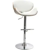 Miliboo Design-Barhocker Weiß und helles Holz WALNUT