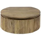 Feeling4Home Nachttisch Vagula aus massivem Mangoholz, rundes Wellen Design, Natur, schwebend mit Schublade