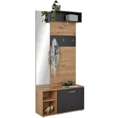 Based Garderobe in Grau/Eichefarben
