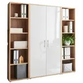 BMG Möbel Aktenschrank Office Edition Sw Set 3 hoch Eiche/Weiß