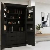 Bessagi Home Kredenz Alvaro ca. 122x220x54 cm Holz Schwarz