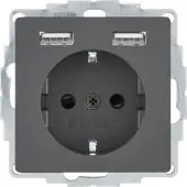 Berker MAN0204523 Steckdose SCHUKO mit USB A-A Q.1/Q.3 tiefschwarz matt, lackiert