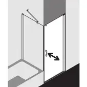 Kermi Pega Pendeltür 1-flügelig, bodenfrei PE1KR10018VUK 100x185cm, silber hochglanz ESG SR Opaco, rechts, auf Duschwanne