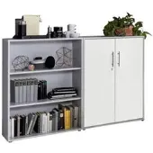 BMG Möbel Aktenschrank Office Edition Sw Set 1 niedrig Grau/Weiß
