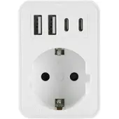 Plastrol Steckdosenadapter mit 4x USB und Schuko-steckdose 230V 3680W