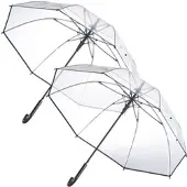 Böttcher-AG Regenschirm Carlo Milano, transparent, Auf-Automatik, Ø 100 cm, 84 cm, Stockschirm, 2er Set