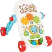 Pilsan Lauflernwagen mit Soundeffekten, Lauflernhilfe mit Spielzeugzubehör, Babywalker blau