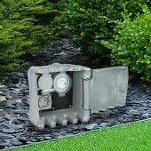 Longlife LED Gartensteckdose in Steinoptik IP44 - Ausführung: 2 Steckdosen mit Zeitschaltuhr/...