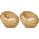 Beliani Gartensessel 2er Set Naturfarben Rattan Geflochten mit Beigen Kissen Rund Nest-Optik Boho Möbel Outdoor Indoor Garten Terrasse Rattansessel