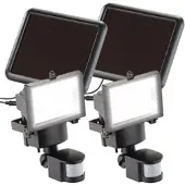 Luminea 2er-Set Solar-LED-Wand-Fluter für außen, mit Bewegungssensor, 600 lm