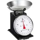 Rosenstein & Söhne Analoge Retro-Küchenwaage bis 5 kg mit Tara-Funktion, schwarz, Metall