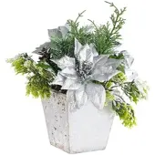 INFACTORY Weihnachts-Gesteck mit Blumen, Zweigen, Zapfen und Kunst-Schnee, 22 cm