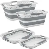 INFACTORY 2er-Set Faltbarer Wäschekorb 28 & 40 l, Belüftungslöcher, 3 Griffe