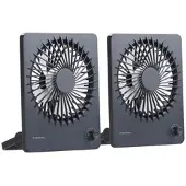 Pearl 2er-Set Kompakter Akku-Tisch- & Wandventilator, stufenlos einstellbar