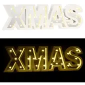 Lunartec LED-Schriftzug "XMAS" aus Holz & Spiegeln mit Timer & Batteriebetrieb