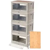 Xcase 4er-Set Camping-Aufbewahrungsboxen, falt- & stapelbar, MDF-Ablage, 55l