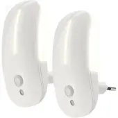 Lunartec 2 LED-Steckdosen-Nachtlichter mit Bewegungsmelder & Dämmerungs-Sensor
