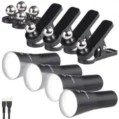 Lunartec 4er-Set 3in1-Akku-Wand-, Klemm- und Taschenlampe, mit 3 Modi, schwarz