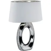 ETC Design Tisch Leuchte Wohn Zimmer Lese Lampe Textil silber weiß