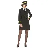 Buttinette Pilotin-Kostüm für Damen, schwarz