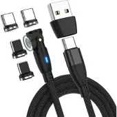 Callstel USB-C/A-Daten- & Ladekabel, USB-C- & Lightning-Magnet-Stecker, 100W PD