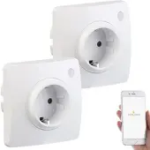 Luminea Home Control 2er-Set WLAN-Unterputz-Steckdosen, kompatibel mit Amazon Alexa
